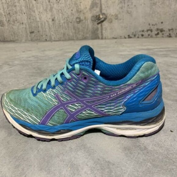 Asics Gel Nimbus 18 Womens Size 8 Running Shoes Turquoise/Iris/Methyl Blue T650N - Picture 3 of 10